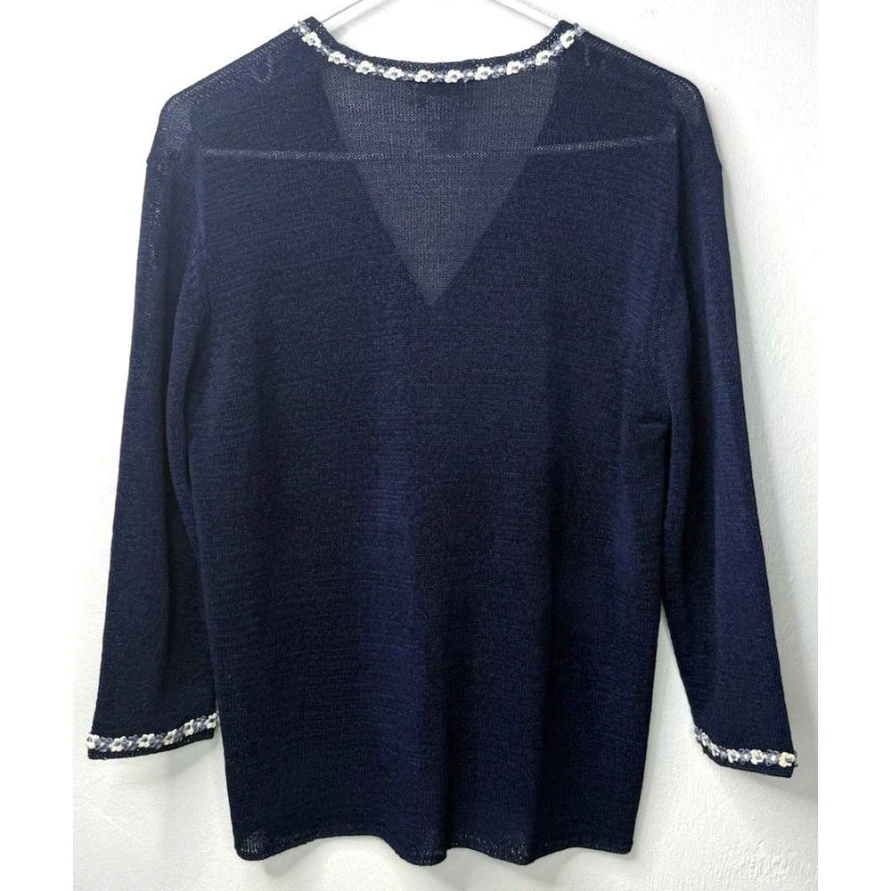 Vintage Jacobson's 2PC Sweater Set M Navy Sequin Cardigan Tank Top -3465